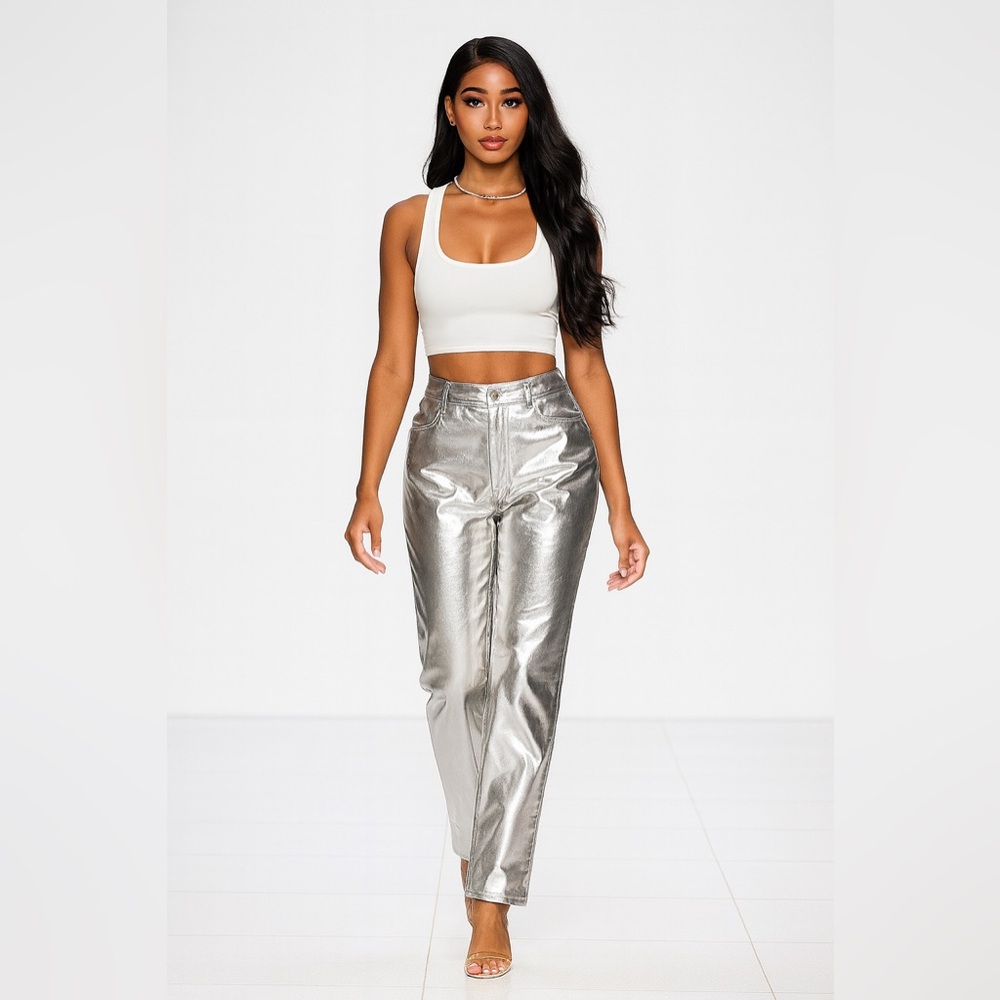 Galactic Glow Pant Womenswear Underwear Lady Metallic Shimmer High Waist - Picture 15 of 16